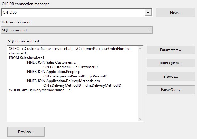 OLE DB Source - SQL Command