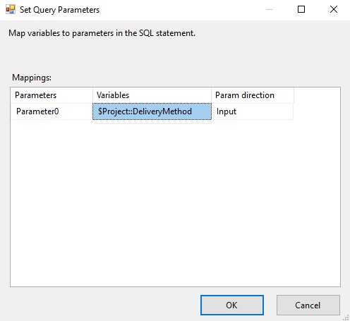 OLE DB Source - Parameter Mapping