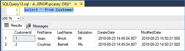 query of customer table