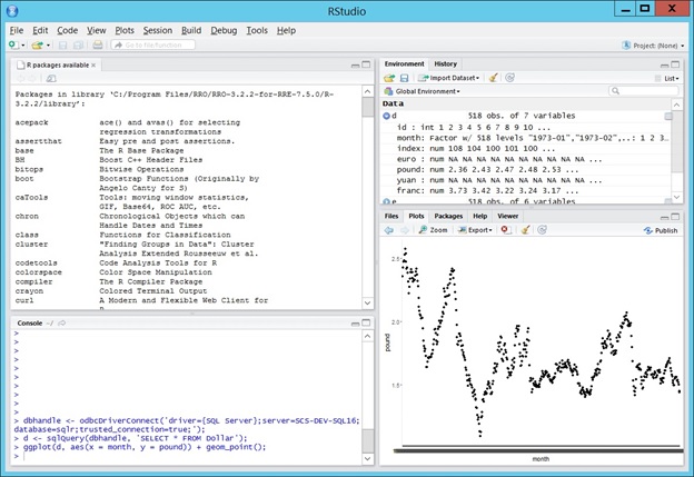 Sample options of R studio