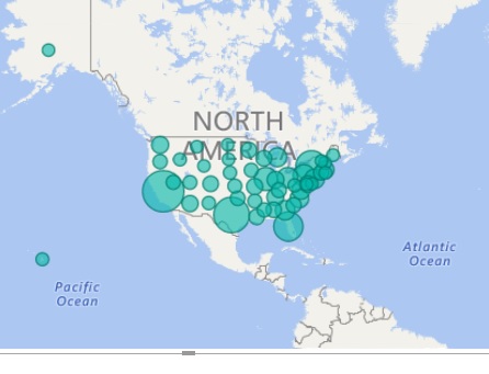 Larger dots for states with more overpayments refunded