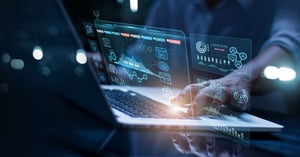 dashboards floating over a laptop
