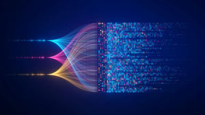 colorful lines converging into one area