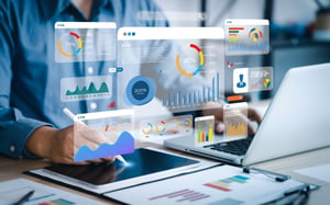 data visualization above a computer
