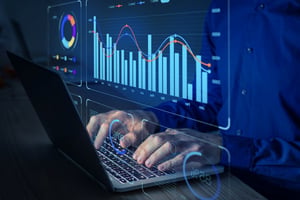 close up of someone typing with dashboards