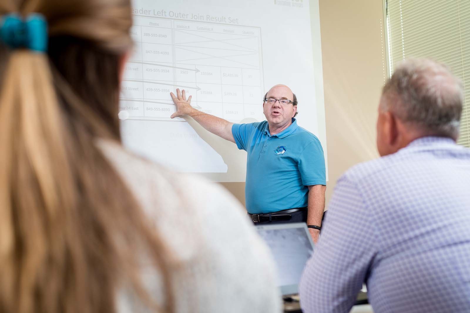 Man pointing to whiteboard