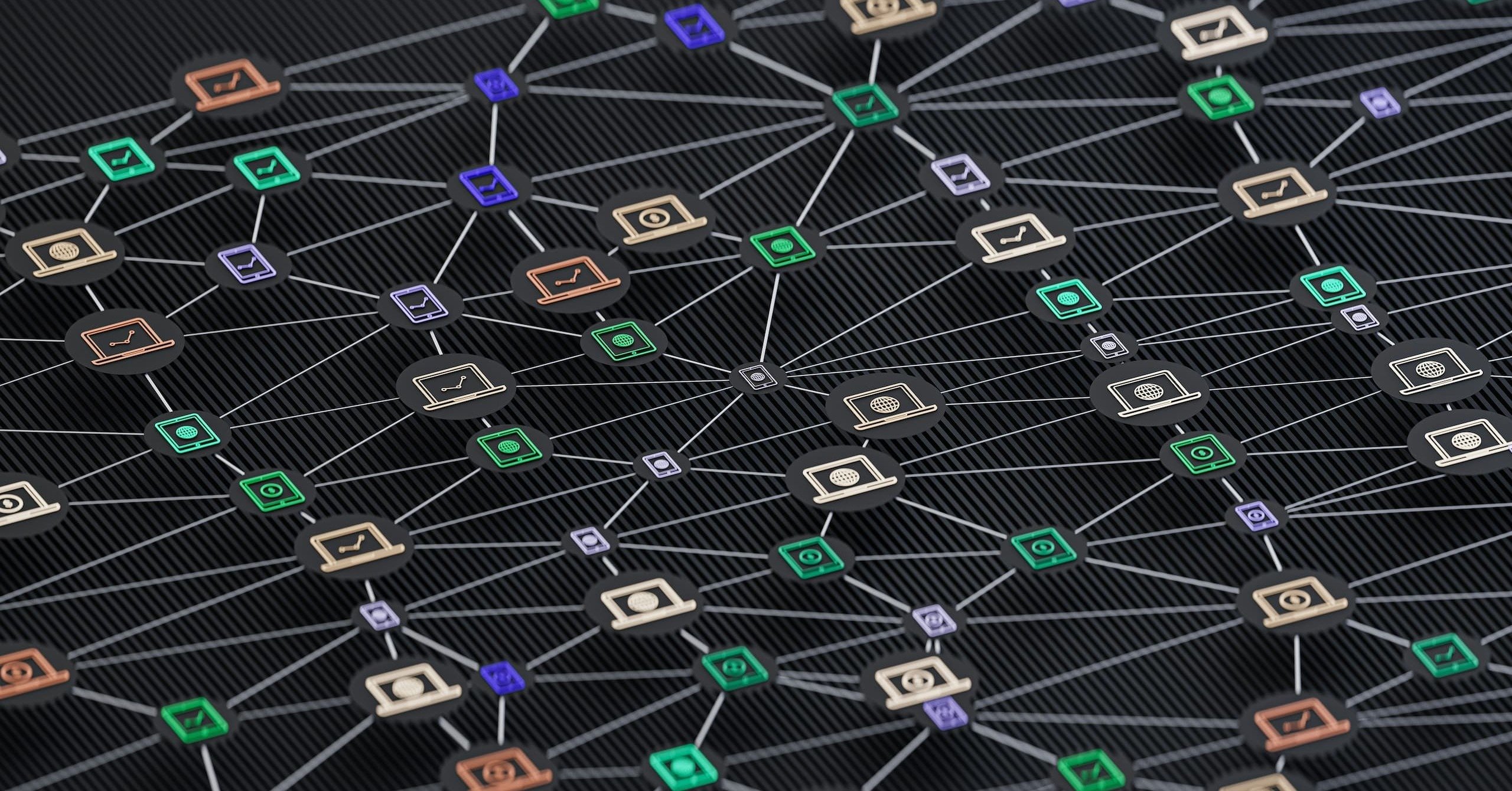 3D render of interconnected devices and platforms