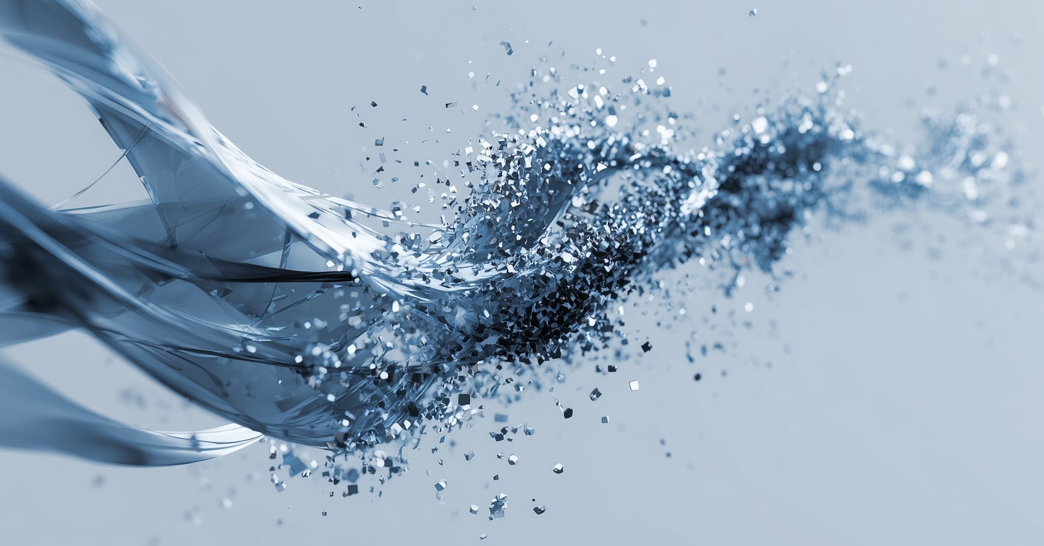 abstract image of a wave breaking into smaller chunks