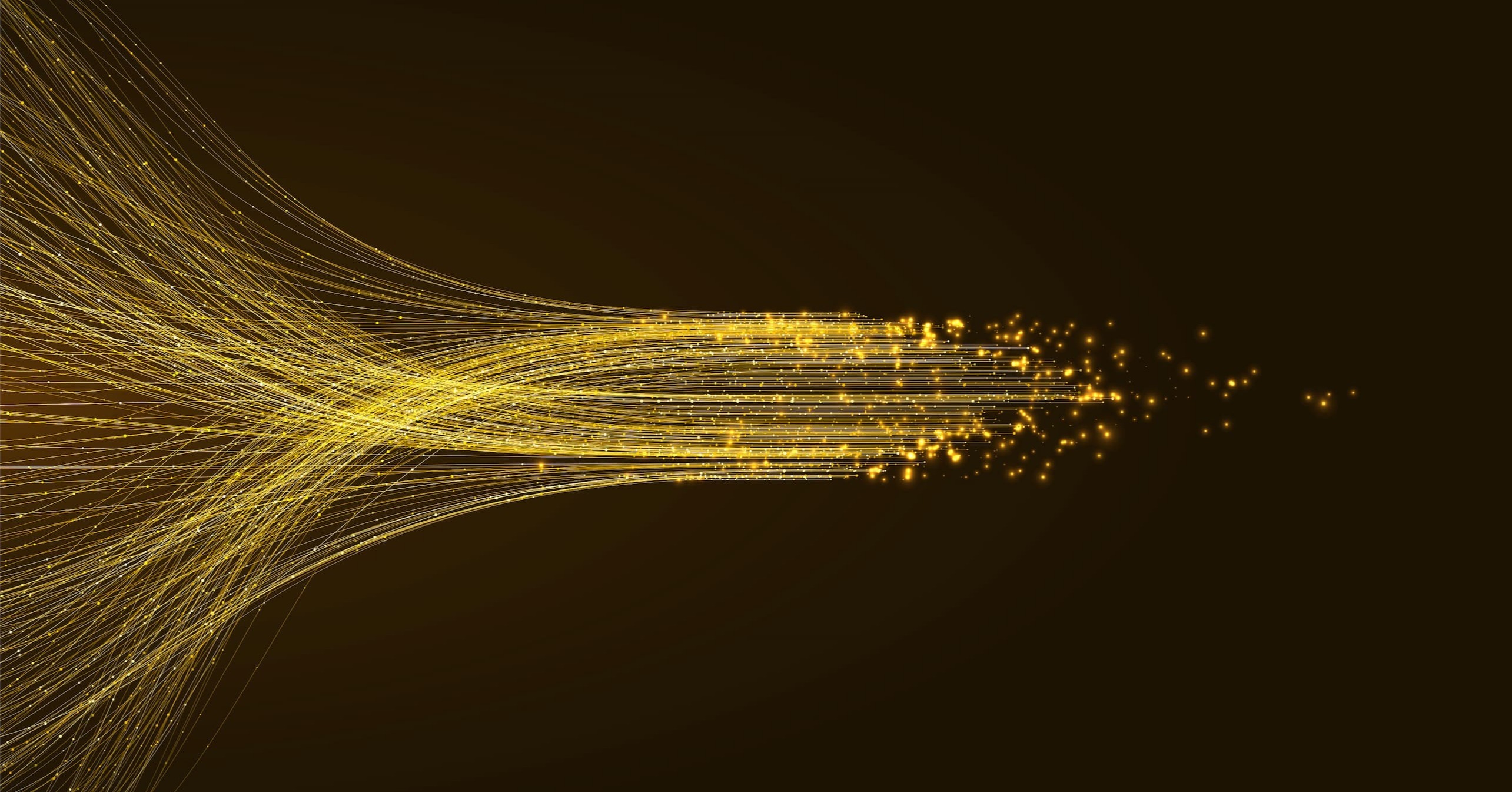 an abstract image showing a group of lights come together into one line and then suddenly break off into fractals