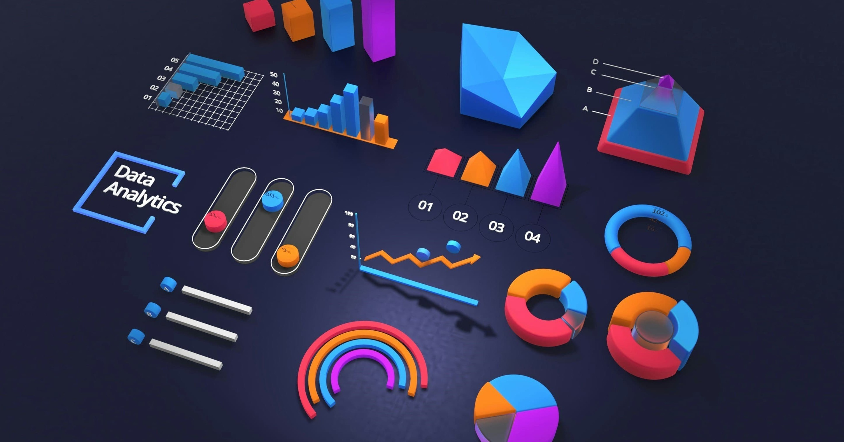 a series of graphs side-by-side with text that says "data analytics."