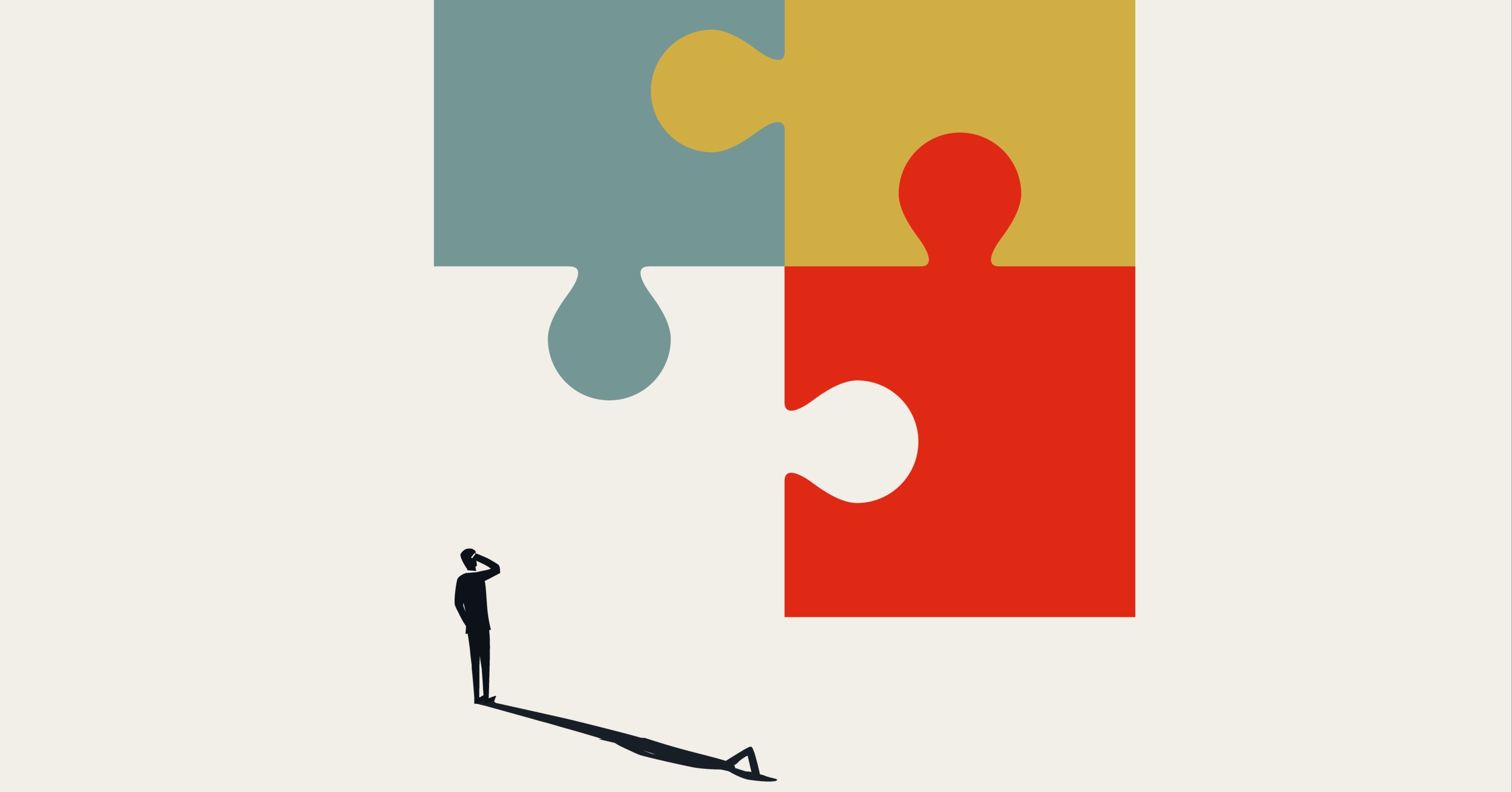 cartoon of a person looking at a puzzle