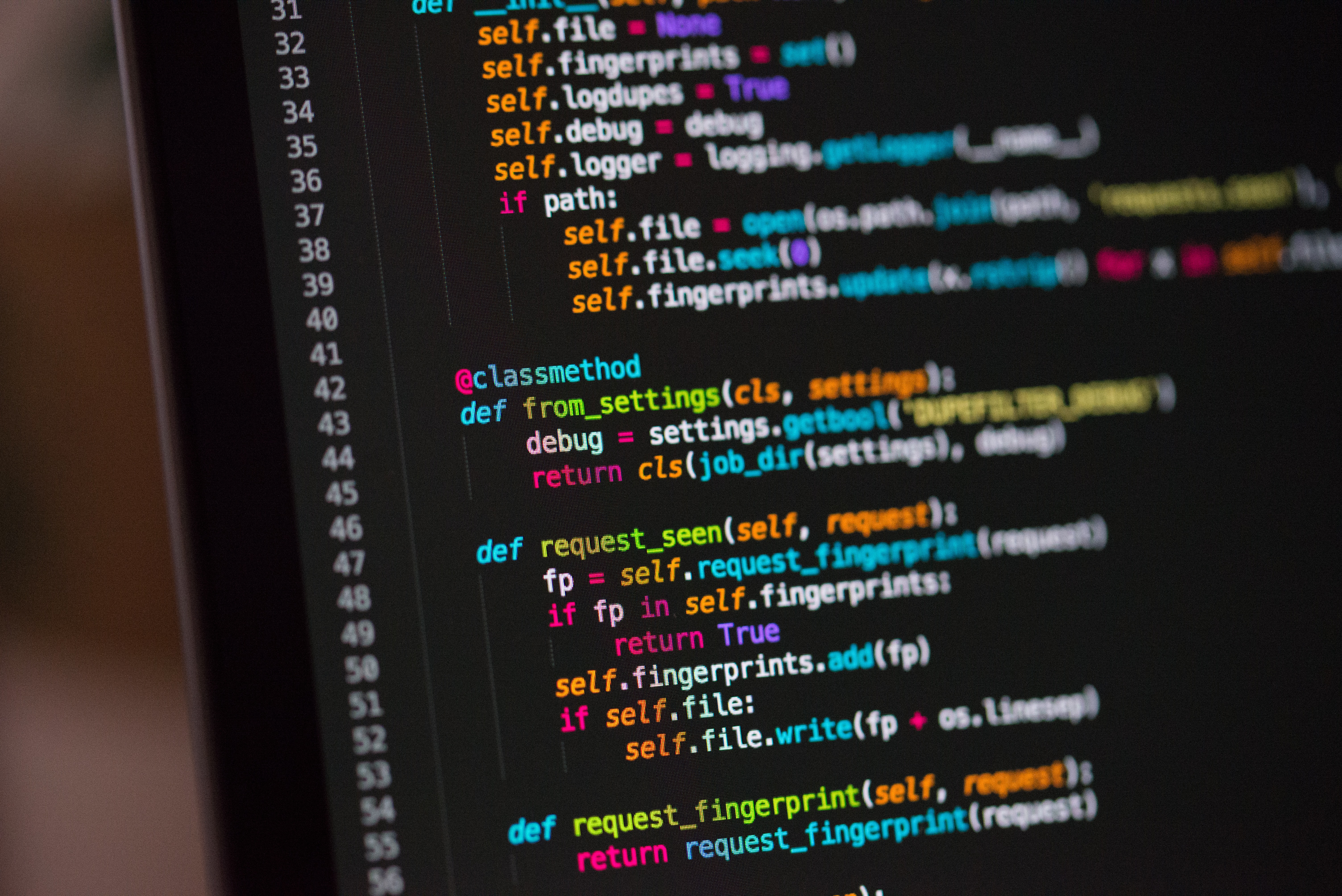 Computer screen with random computer code